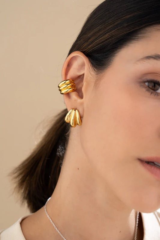 Set of 2 Hoop Earrings + Chunky Ear Cuff