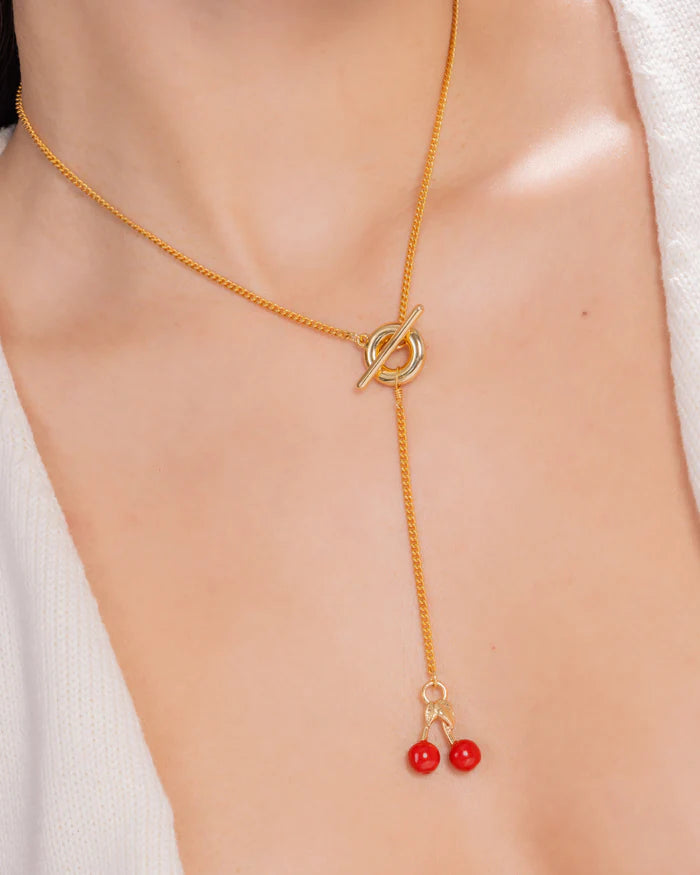 Cherry Brooch Tie + Earrings