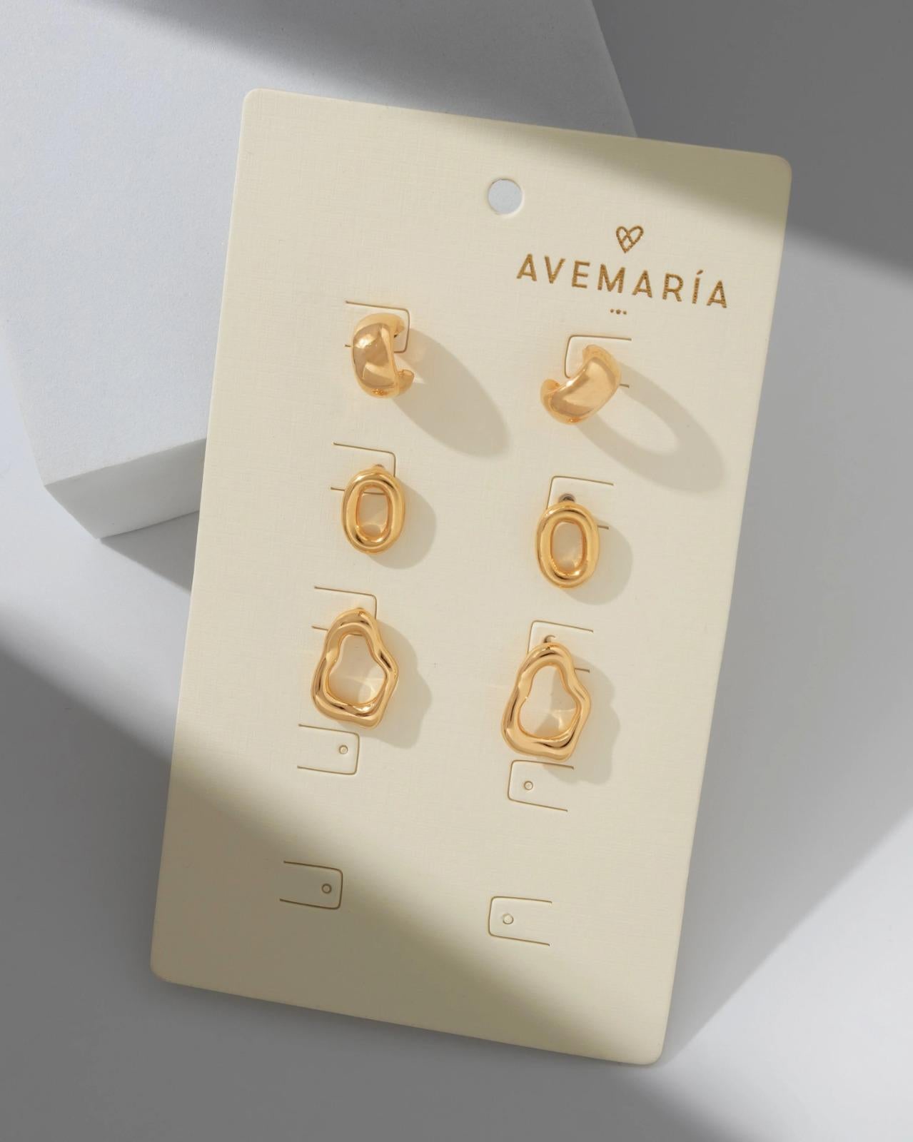 Set of 3 Earrings Amorphous Silhouette by Issa Vasquez