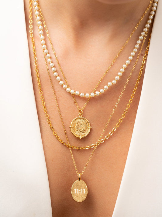 Set of 4 Necklaces 11:11 Pearl + Earrings