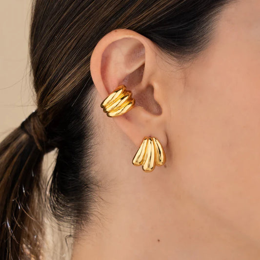Set of 2 Hoop Earrings + Chunky Ear Cuff